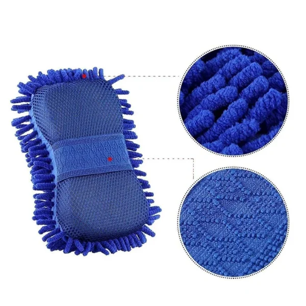 Premium Multi-Purpose Microfiber Cleaning Sponge with Elastic Grip | Scratch-Free for Cars, Bikes & Window Glass